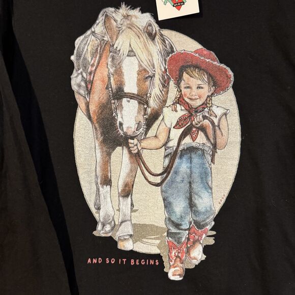 Bella+Canvas Women's Black Long Sleeve Tee Cowgirl & Pony Graphic Print Size M - Picture 2 of 8